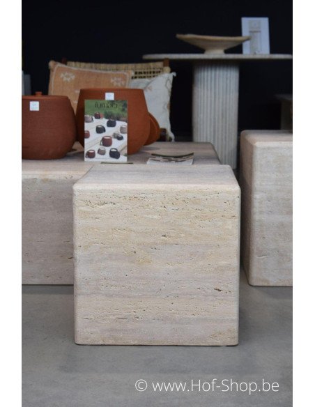 Piédestal en travertin 40 x 40 x 40 cm - Colonne Solace Living