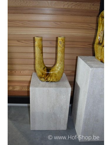 Piédestal en travertin 30 x 30 x 40 cm - Colonne Solace Living