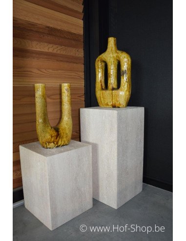 Piédestal en travertin 30 x 30 x 40 cm - Colonne Solace Living