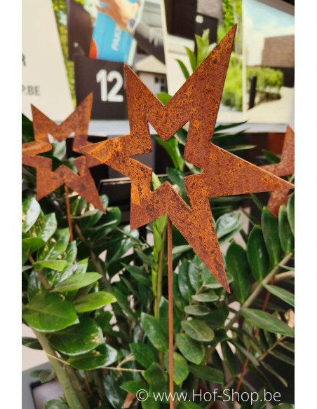 Tuinsteker ster - metalen figuur in ecoroest