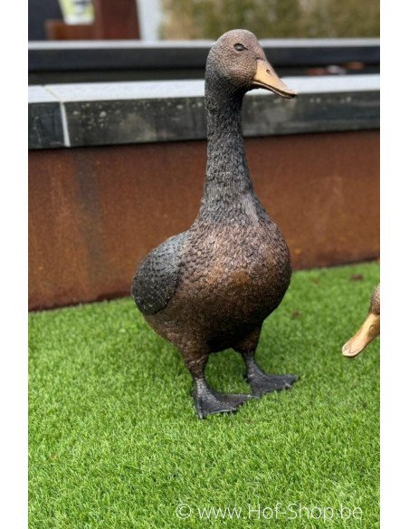 Staande eend  - bronzen beeld (GA1267BR-B)