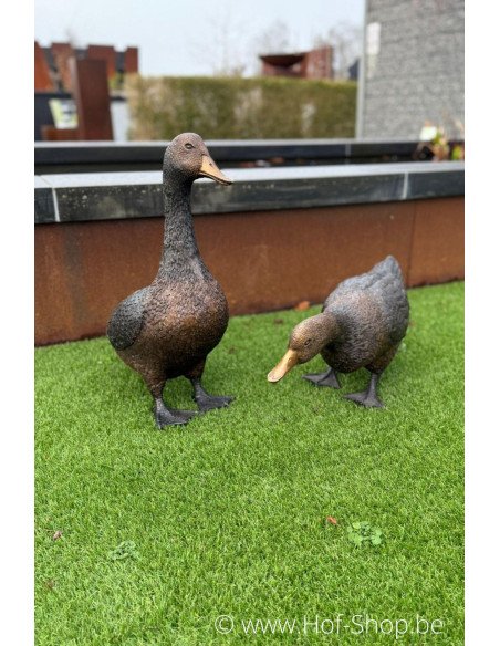 Staande eend  - bronzen beeld (GA1267BR-B)