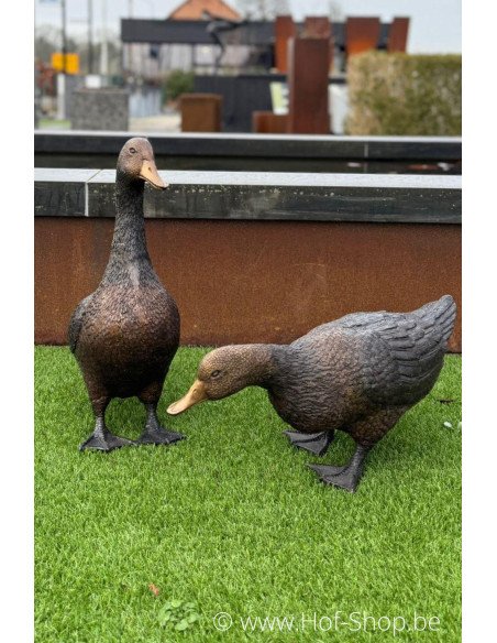 Staande eend  - bronzen beeld (GA1267BR-B)