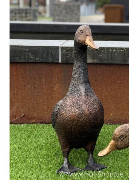 Staande eend  - bronzen beeld (GA1267BR-B)