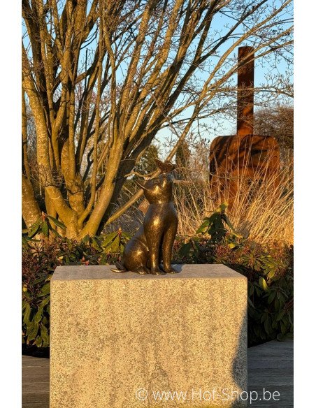 Kat met vlinder - bronzen beeld (AN1905BR-BI)