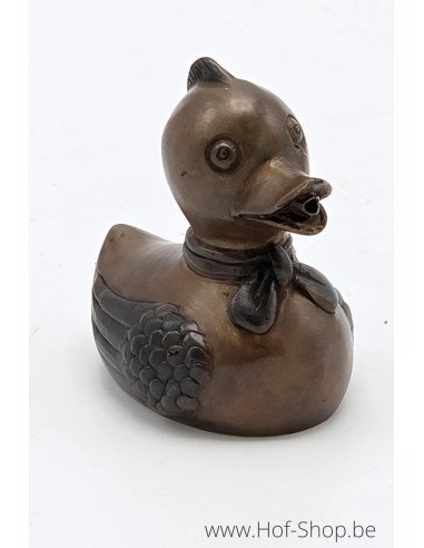 Eend met strikje - bronzen beeld (BS1515B)