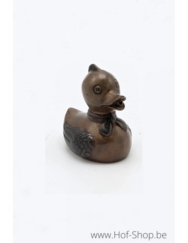 Eend met strikje - bronzen beeld (BS1515B)