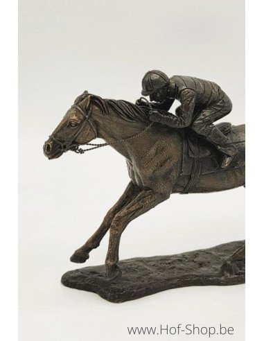 Jockey op paard (klein) - bronzen beeld (BS1095B)