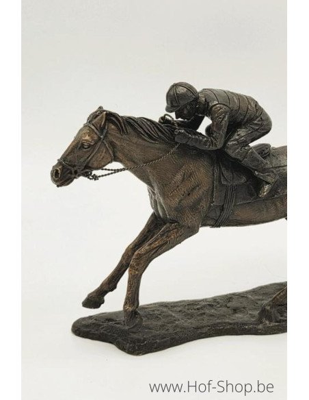 Jockey à cheval (petit) - statue en bronze (BS1095B)
