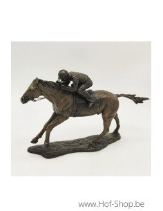 Jockey à cheval (petit) - statue en bronze (BS1095B)