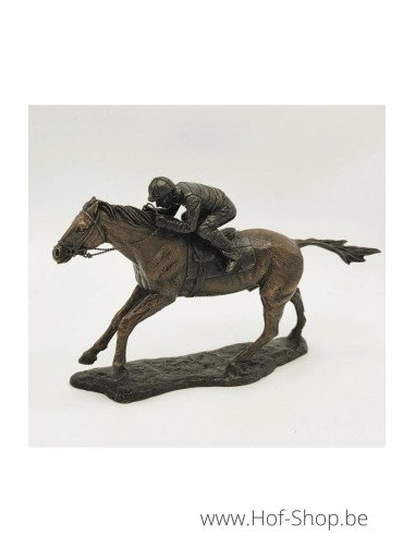 Jockey op paard (klein) - bronzen beeld (BS1095B)