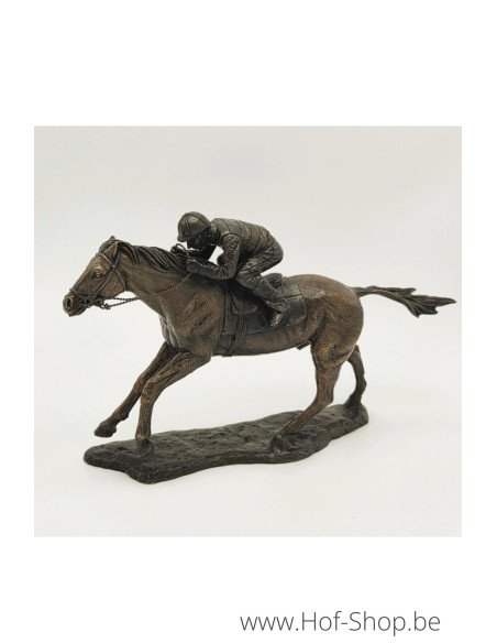 Jockey à cheval (petit) - statue en bronze (BS1095B)