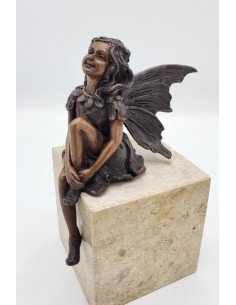 Ange assis - Sculpture en bronze (BS1500B)