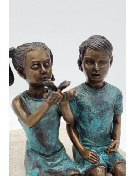 Deux enfants avec un papillon - statue en bronze (BS1493B)