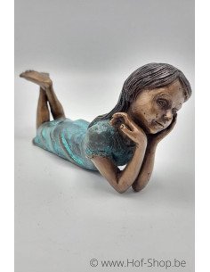 Fille avec la main au menton - statue en bronze (BS1491B)