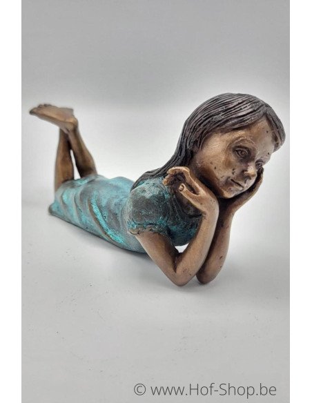 Fille avec la main au menton - statue en bronze (BS1491B)