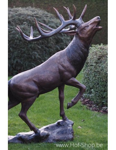 Hert op rots - bronzen beeld (B1469)