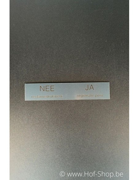 NEE reclamedrukwerk JA regionale pers sticker - plaatje in acrylaat