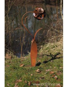 Gebogen roos - metalen figuur in ecoroest (MD14192)