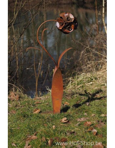 Gebogen roos - metalen figuur in ecoroest (MD14192)