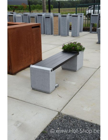 OUTLET Banc de jardin 160 x 40 x 42 avec 1 bac à fleurs - banc de jardin YAST en pierre bleue