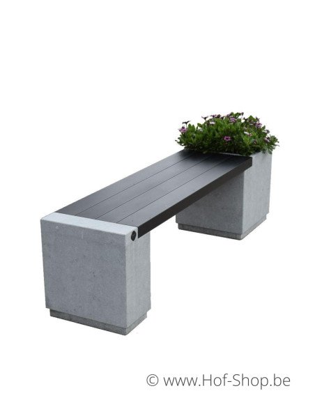 OUTLET Banc de jardin 160 x 40 x 42 avec 1 bac à fleurs - banc de jardin YAST en pierre bleue