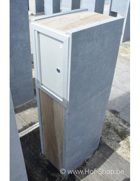 M-Box E Aspect bois - boîte aux lettres en pierre bleue