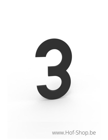 Numéro 3 aluminium RAL 7021 (10 cm de hauteur, 4 mm d’épaisseur) - numéro Albo