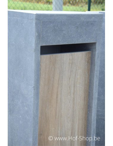 M-Box H Aspect bois - boîte aux lettres en pierre bleue