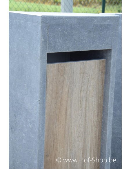 M-Box H Aspect bois - boîte aux lettres en pierre bleue