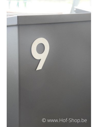 Numéro 9 - acier inoxydable de 8 cm de haut (numéro de maison 'fuji' KatoDesign)