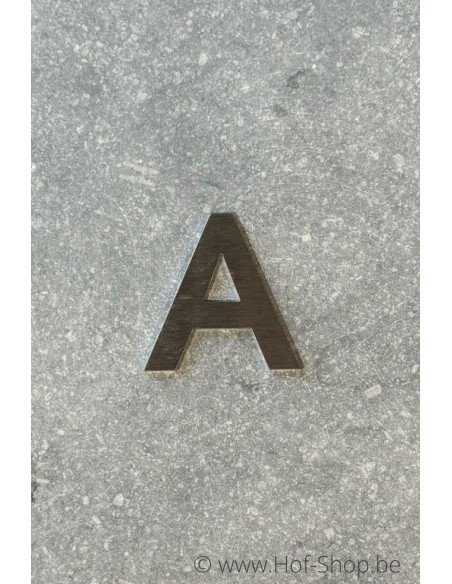 Letter A - inox 5 cm hoog (huisnummer 'fuji' KatoDesign) - hoofletter