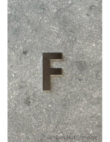 Letter F - inox 5 cm hoog (huisnummer 'fuji' KatoDesign) - hoofletter
