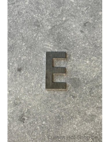 Letter E - inox 5 cm hoog (huisnummer 'fuji' KatoDesign) - hoofdletter