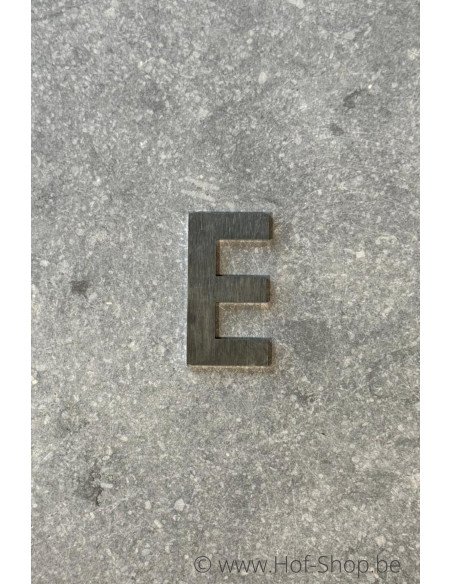 Letter E - inox 5 cm hoog (huisnummer 'fuji' KatoDesign) - hoofdletter