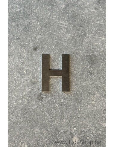 Lettre H - acier inoxydable de 5 cm de haut (numéro de maison 'fuji' KatoDesign) - Lettre majuscule