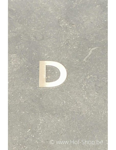 Lettre D - acier inoxydable de 5 cm de haut (numéro de maison 'fuji' KatoDesign) - Lettre majuscule