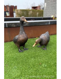 Staande eend  - bronzen beeld (GA1267BR-B)