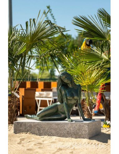 Femme nue assise - statue en bronze (B1425)