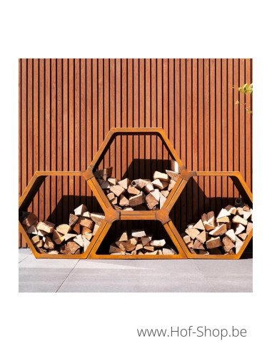 Hex 91,5 x 40 x 80 cm - Adezz houtopslag in cortenstaal