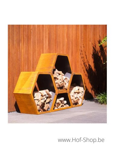 Hex 91,5 x 40 x 80 cm - Adezz houtopslag in cortenstaal