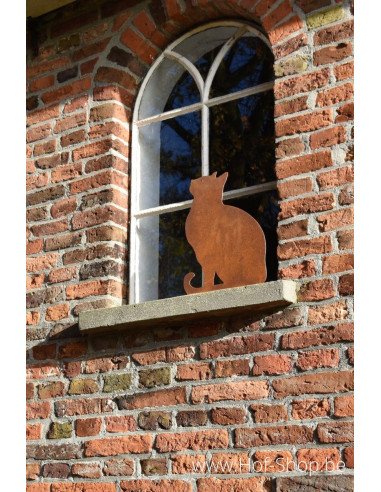 Zittende kat - metalen figuur in ecoroest (MD14050 )