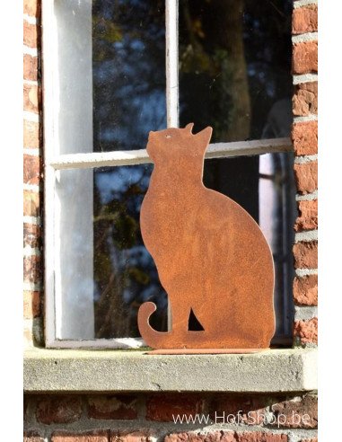 Zittende kat - metalen figuur in ecoroest (MD14050 )