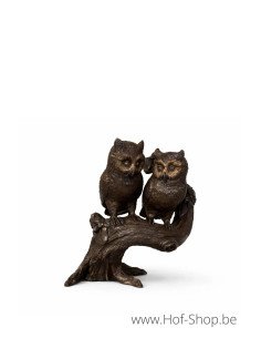 2 Hibou sur tronc - statue en bronze (BS0801B)