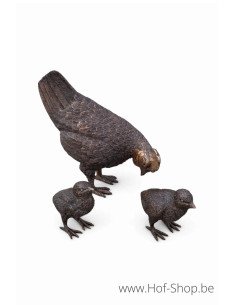 Kip met kuikens - bronzen beeld (BS1126B)