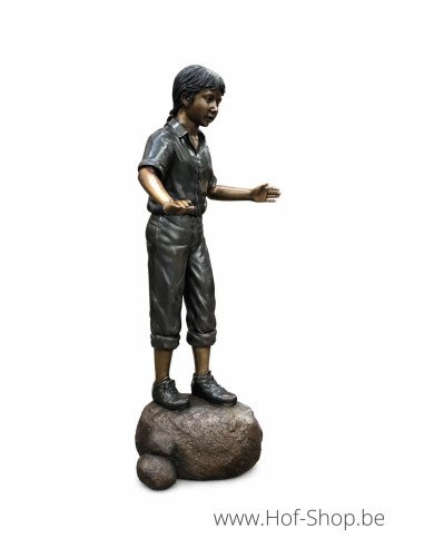 Fille sur un rocher - statue en bronze (B881-2)