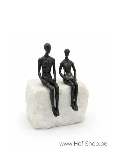 'Just the 2 of us' beeldje op natuursteen - bronzen beeld (BS1566B)
