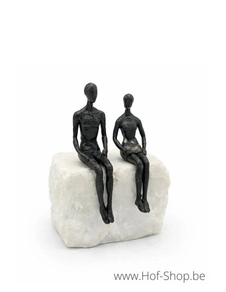 'Just the 2 of us' beeldje op natuursteen - bronzen beeld (BS1566B)