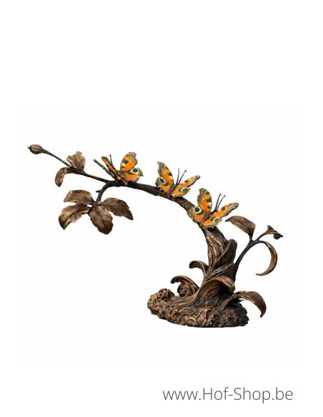 3 papillons sur une branche - statue en bronze (BS1563C)