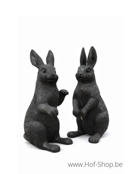Couple de lapins - statue en bronze (B1558)